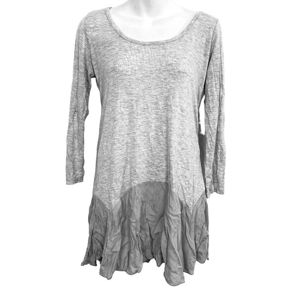 Easel Womens Gray Knit Stretch Tunic Longline Lagenlook Whimsigoth Top T Shirt S - Picture 1 of 16